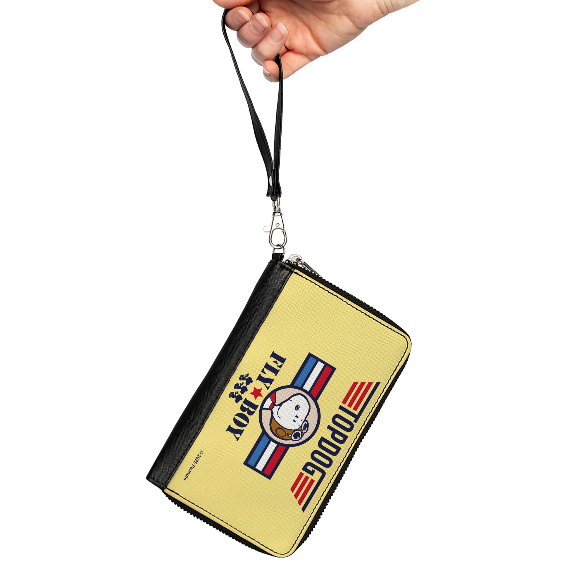 PU Zip Around Wallet Rectangle - Peanuts Snoopy FLY BOY TOP DOG Flying Ace Yellow/Blue/Red Clutch Zip Around Wallets Peanuts