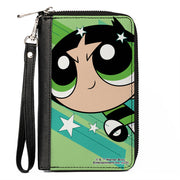 PU Zip Around Wallet Rectangle - The Powerpuff Girls Buttercup Close-Up Pose Greens Clutch Zip Around Wallets Powerpuff Girls