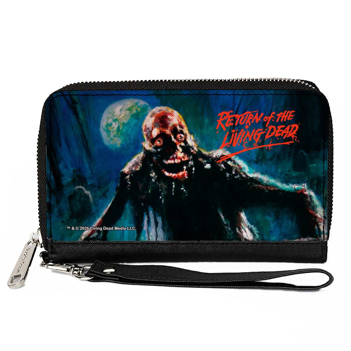 PU Zip Around Wallet Rectangle - RETURN OF THE LIVING DEAD Tarman Zombie Scene Black/Red Clutch Zip Around Wallets Living Dead Media LLC