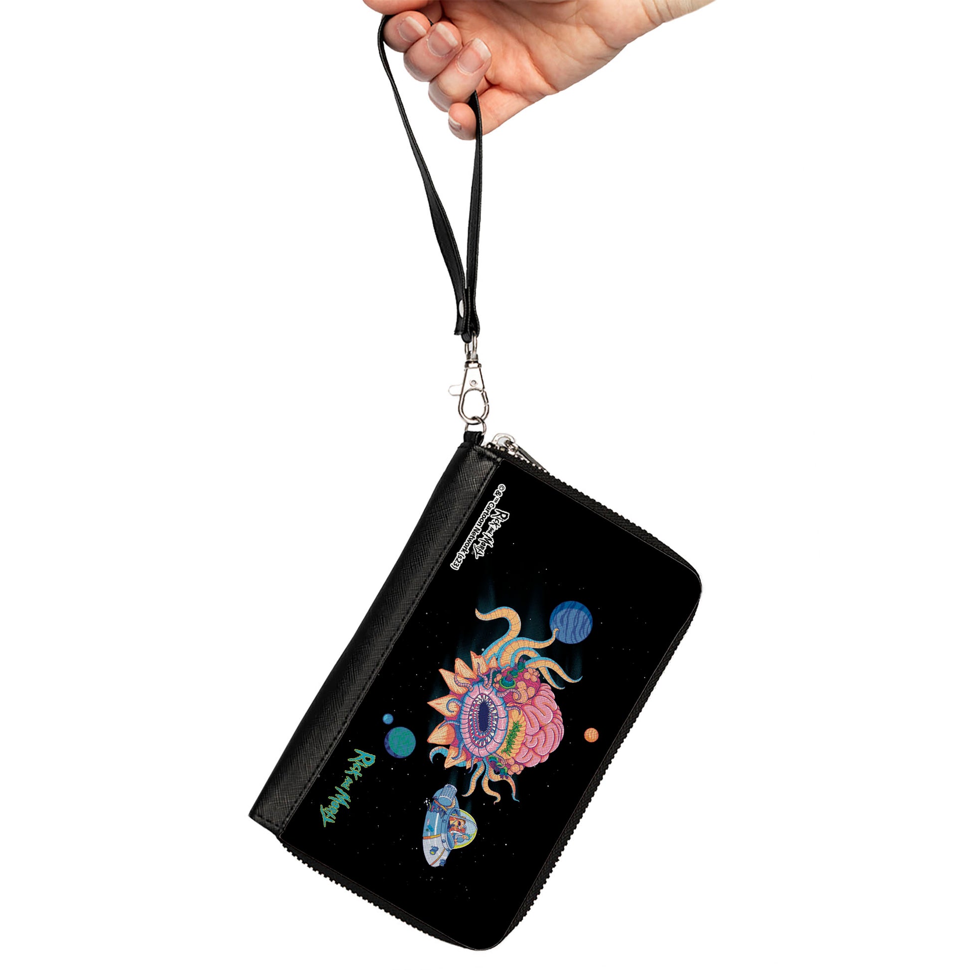 PU Zip Around Wallet Rectangle - RICK AND MORTY Space Cruiser Escape Scene Clutch Zip Around Wallets Rick and Morty   