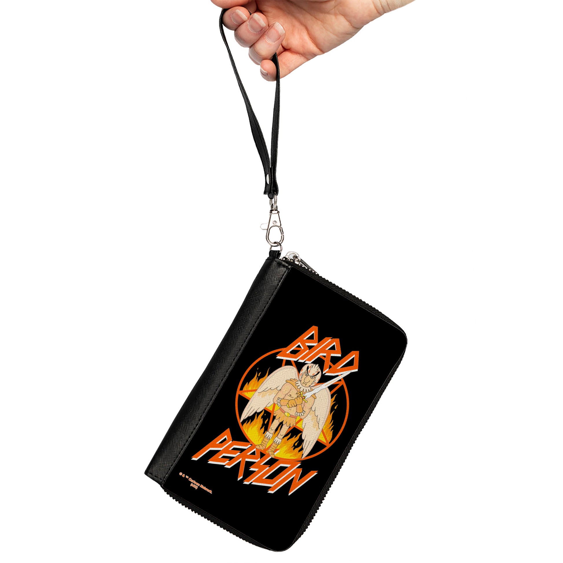 PU Zip Around Wallet Rectangle - Rick and Morty BIRD PERSON Pentagram Fire Pose Black/Red Clutch Zip Around Wallets Rick and Morty   