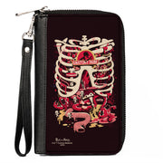 PU Zip Around Wallet Rectangle - Rick and Morty ANATOMY PARK Rib Cage Scene Black Clutch Zip Around Wallets Rick and Morty   