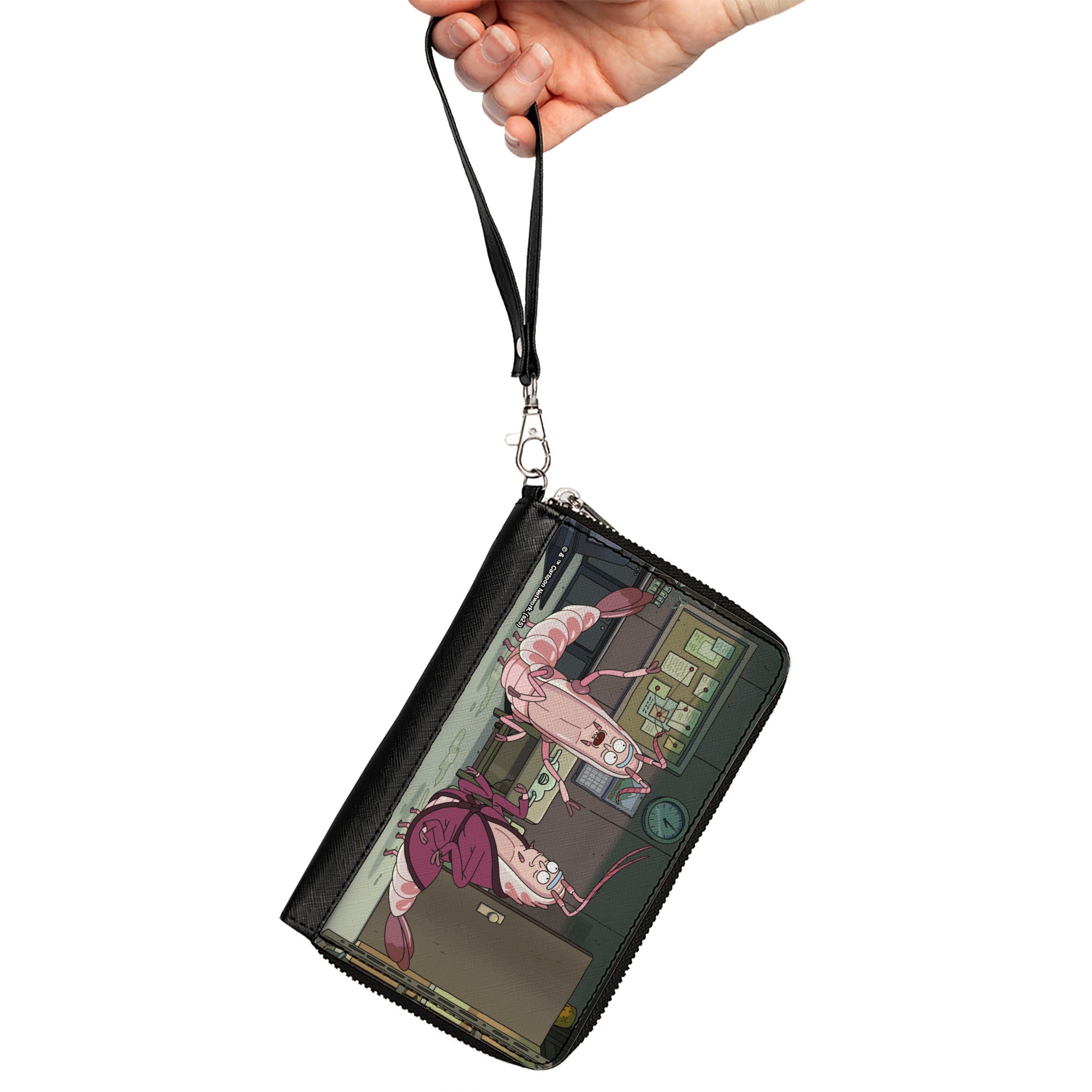 PU Zip Around Wallet Rectangle - Rick and Morty Shrimp Ricks Talking Scene Clutch Zip Around Wallets Rick and Morty