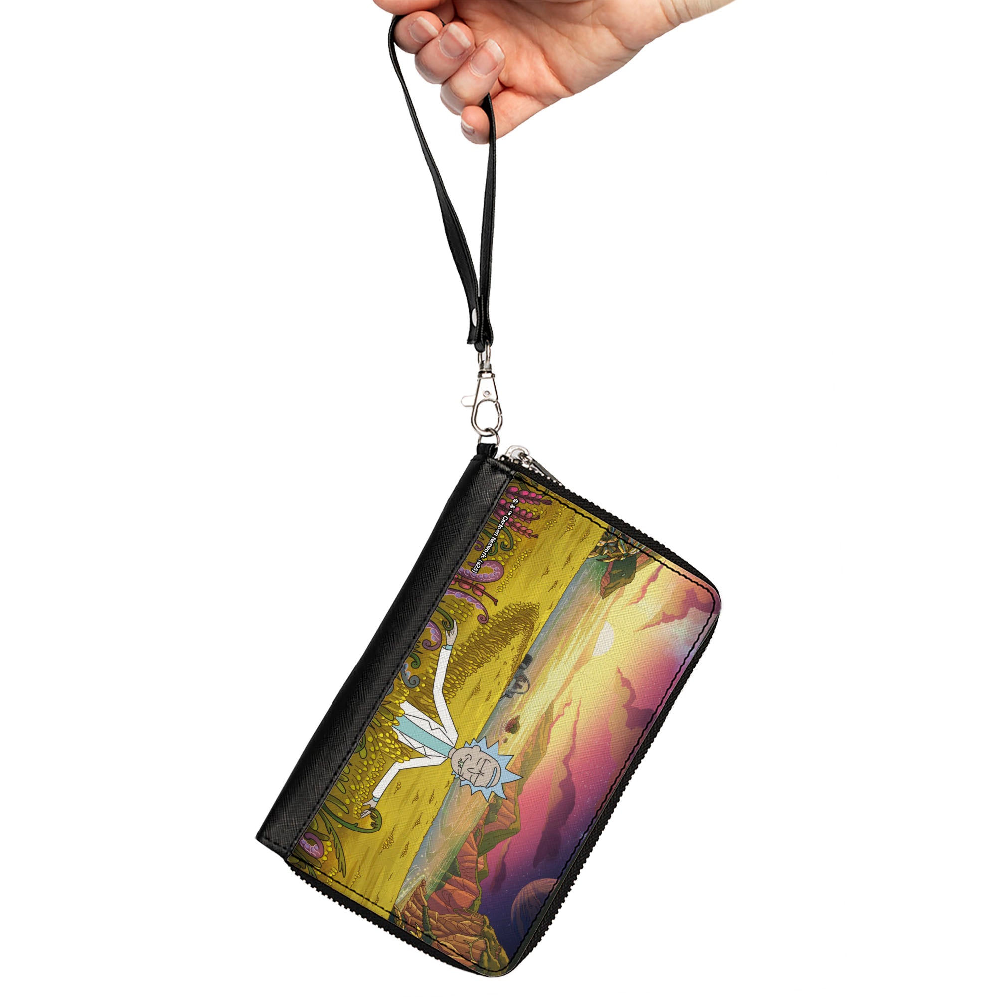 PU Zip Around Wallet Rectangle - Rick The Old Man and the Seat Field Scene Clutch Zip Around Wallets Rick and Morty