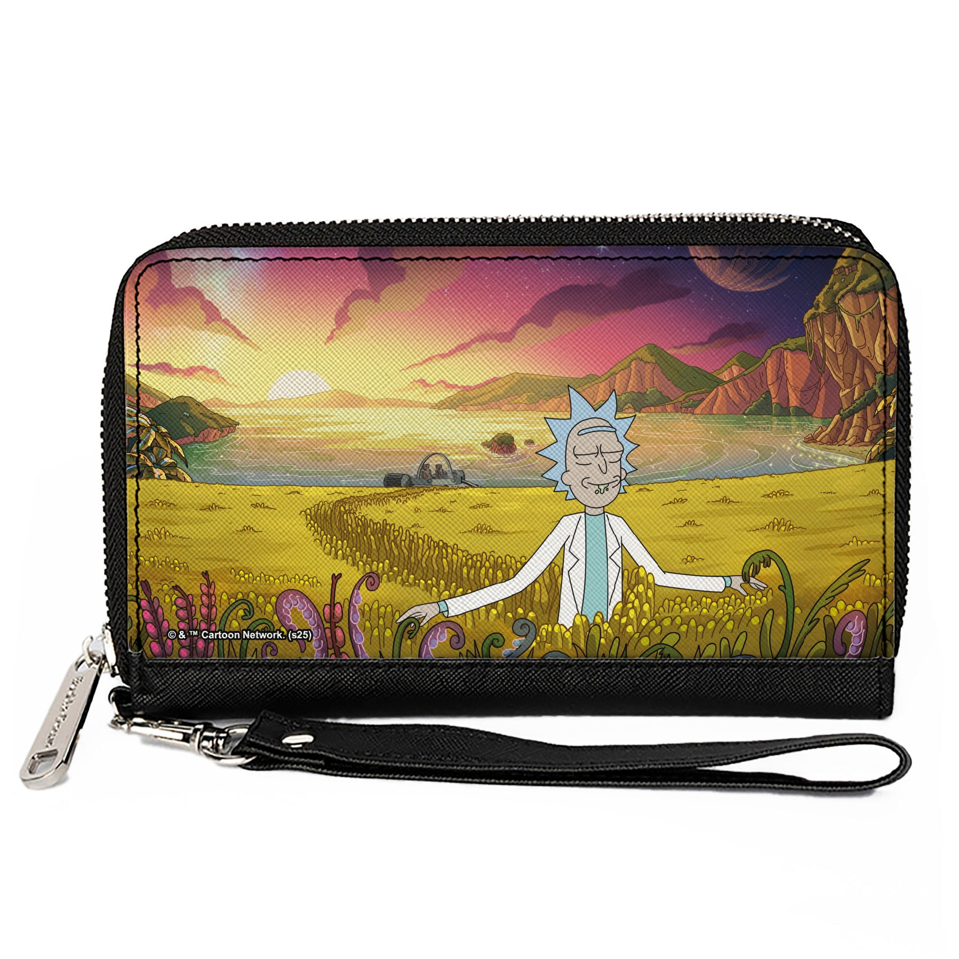 PU Zip Around Wallet Rectangle - Rick The Old Man and the Seat Field Scene Clutch Zip Around Wallets Rick and Morty
