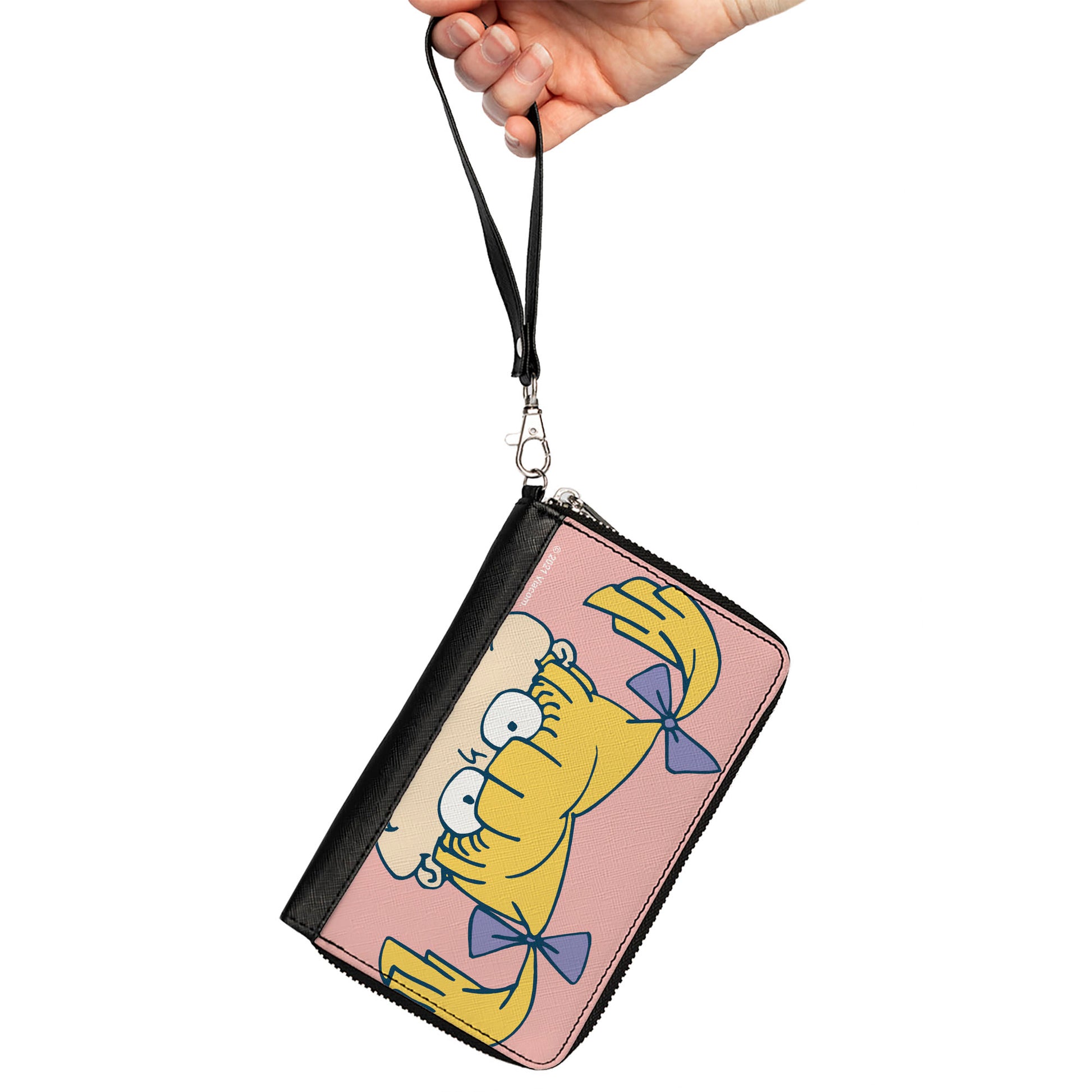 PU Zip Around Wallet Rectangle - Rugrats Angelica Face CLOSE-UP Pink Clutch Zip Around Wallets Rugrats