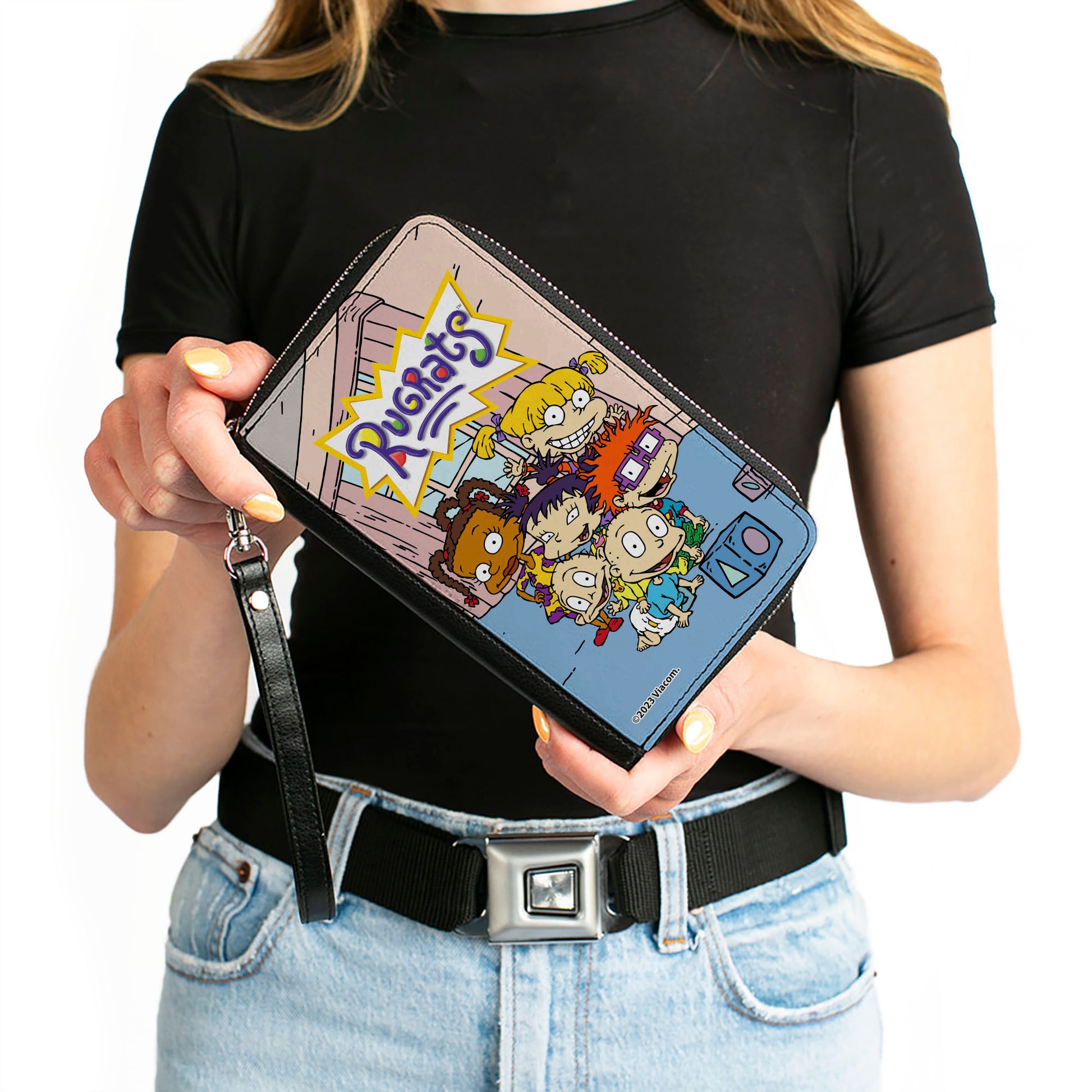 PU Zip Around Wallet Rectangle - RUGRATS Group Pose Clutch Zip Around Wallets Rugrats