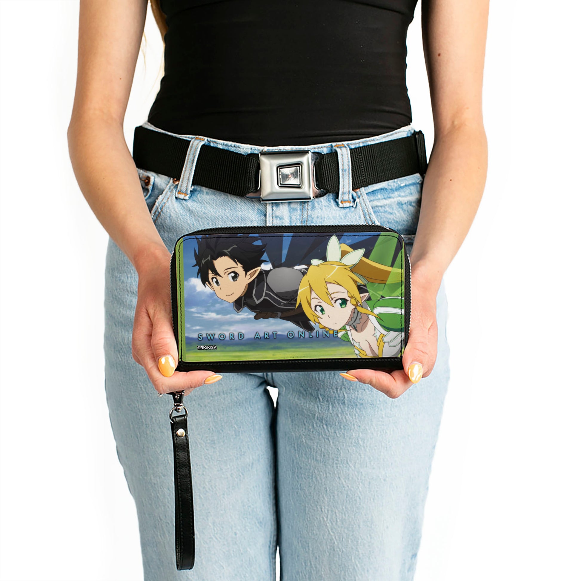 PU Zip Around Wallet Rectangle - SWORD ART ONLINE Kirito and Leafa Floating Scene Clutch Zip Around Wallets Sword Art Online