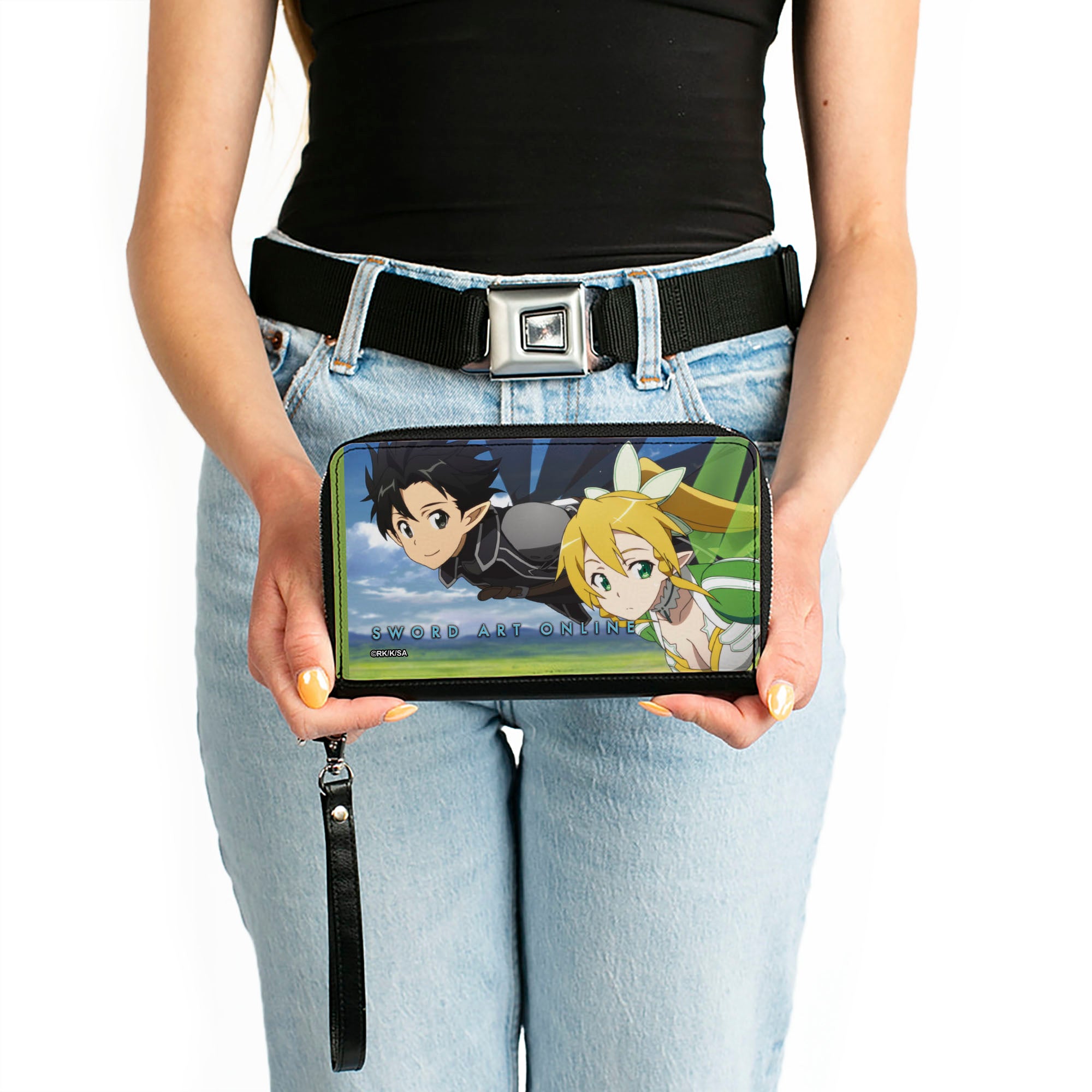 PU Zip Around Wallet Rectangle - SWORD ART ONLINE Kirito and Leafa Floating Scene Clutch Zip Around Wallets Sword Art Online
