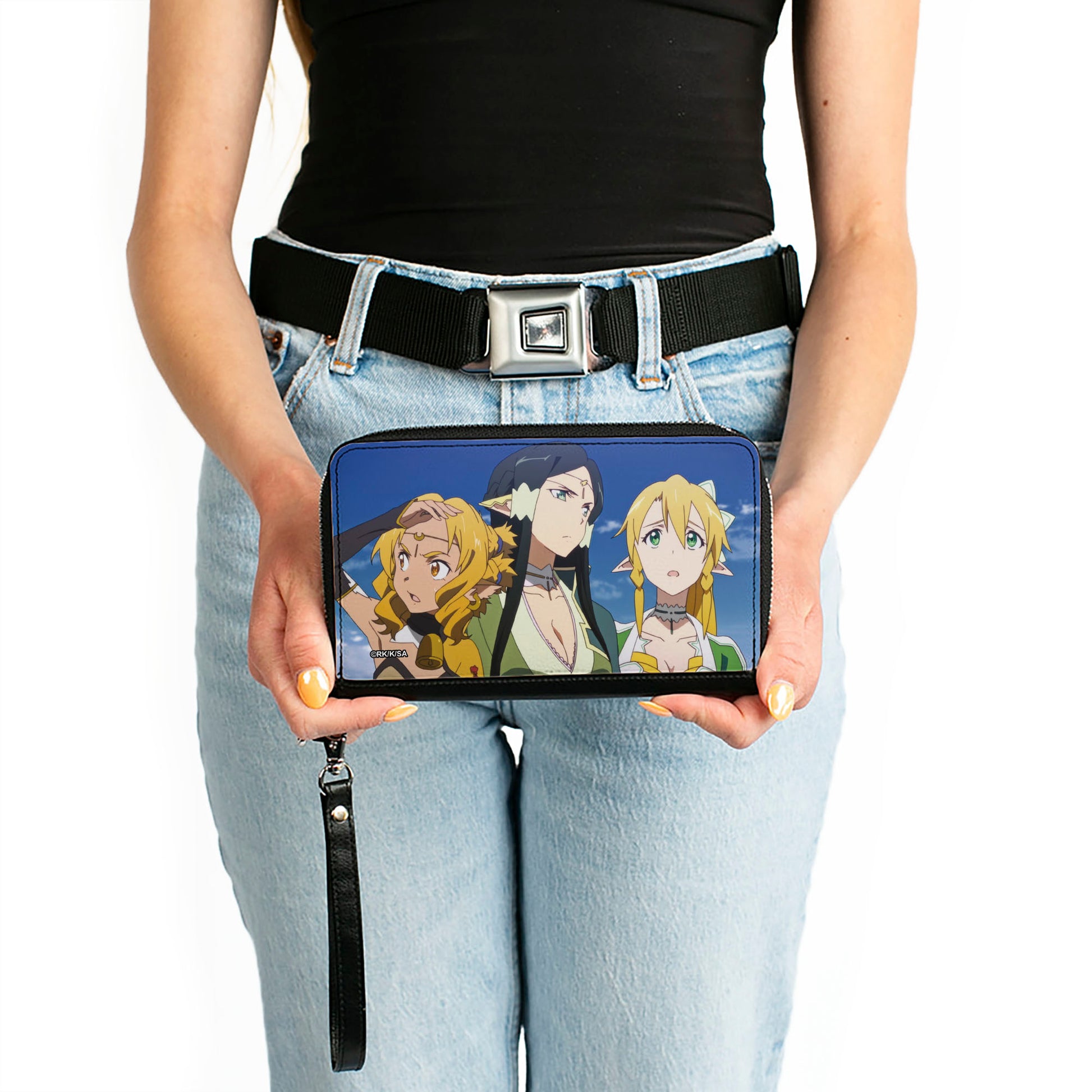 PU Zip Around Wallet Rectangle - SWORD ART ONLINE Three Female Character Group Scene Clutch Zip Around Wallets Sword Art Online