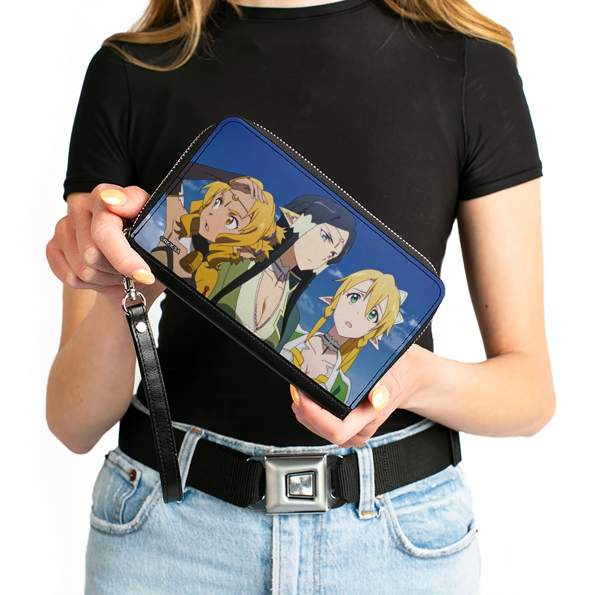 PU Zip Around Wallet Rectangle - SWORD ART ONLINE Three Female Character Group Scene Clutch Zip Around Wallets Sword Art Online
