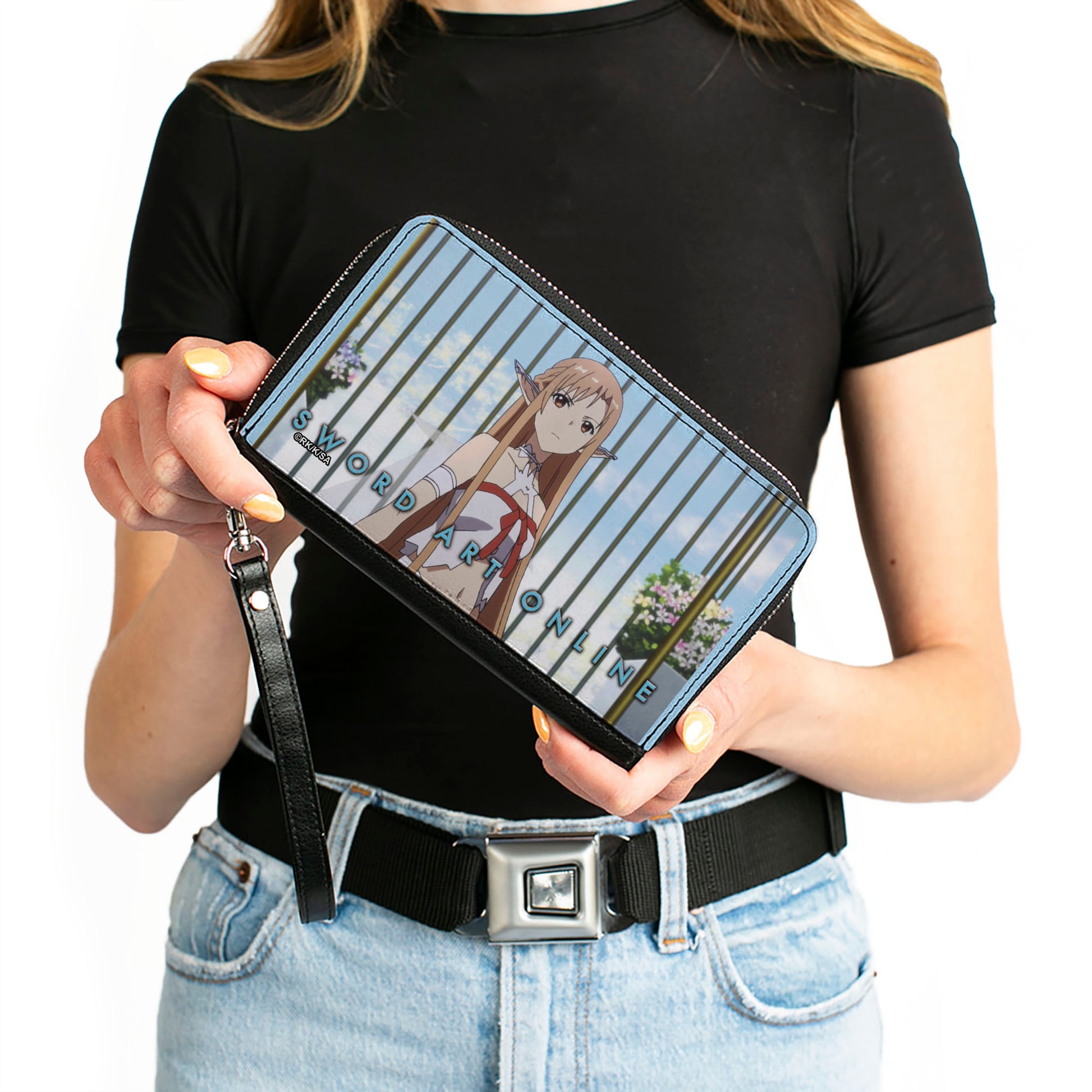 PU Zip Around Wallet Rectangle - SWORD ART ONLINE Asuna Cage Pose Scene Clutch Zip Around Wallets Sword Art Online