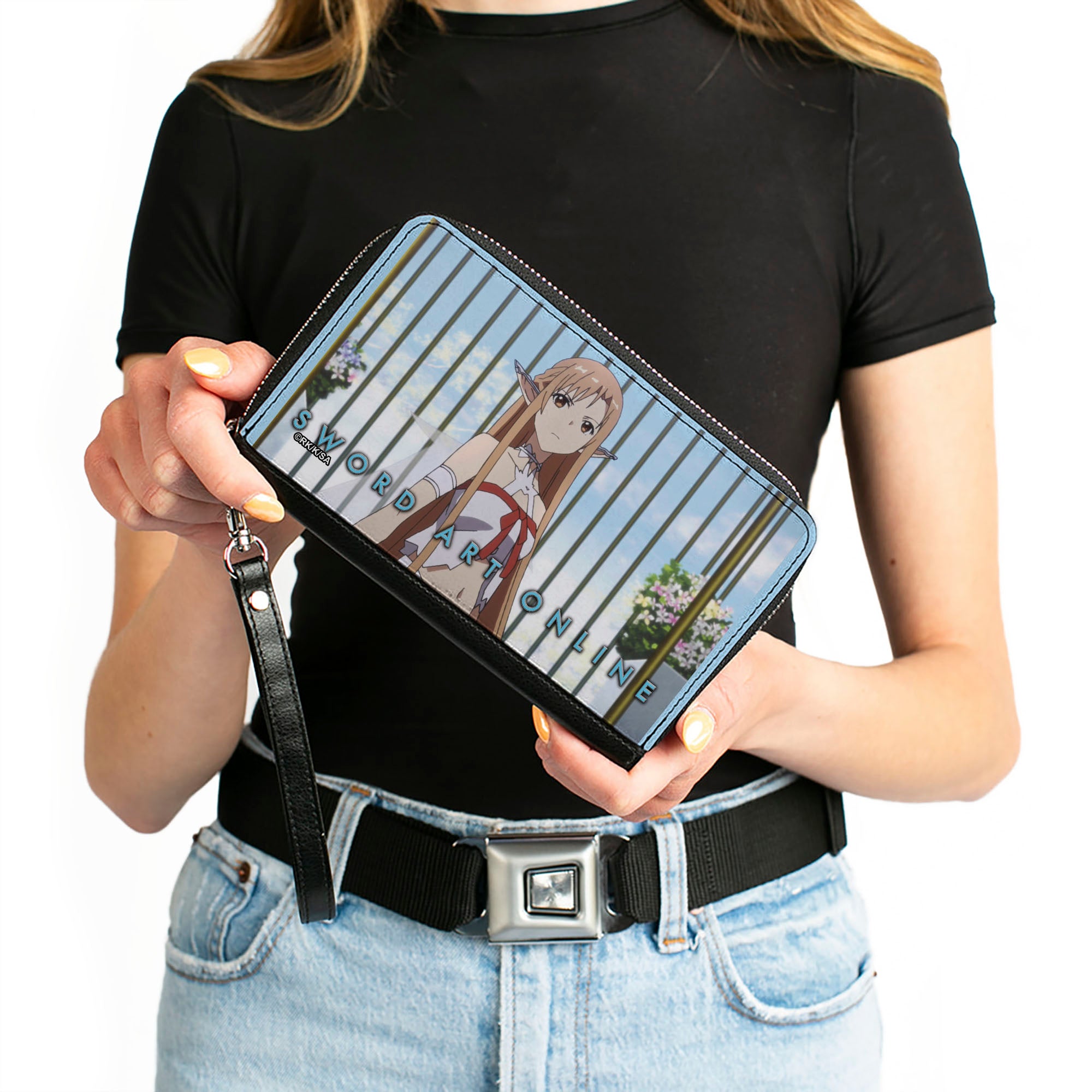 PU Zip Around Wallet Rectangle - SWORD ART ONLINE Asuna Cage Pose Scene Clutch Zip Around Wallets Sword Art Online