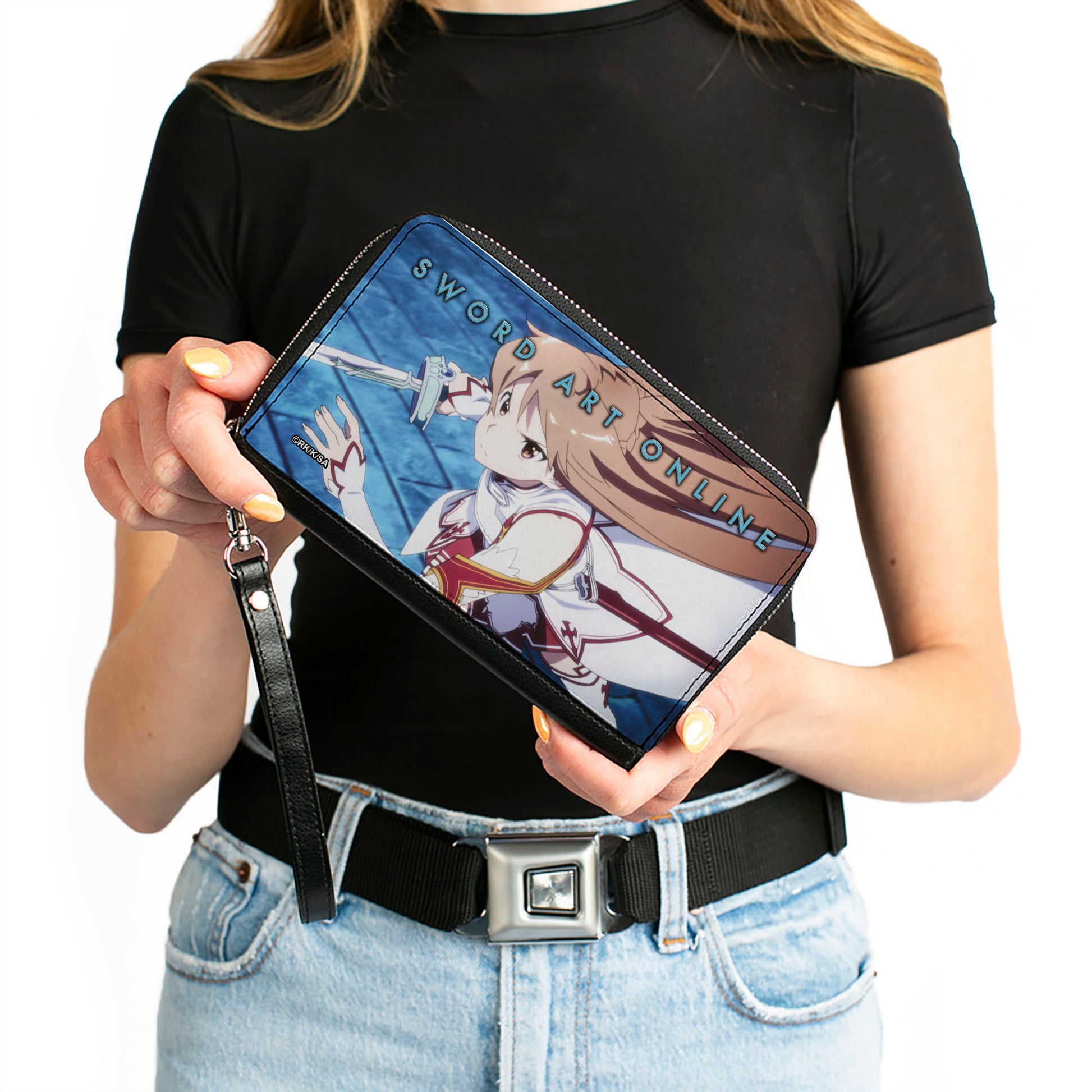 PU Zip Around Wallet Rectangle - SWORD ART ONLINE Asuna Action Scene Clutch Zip Around Wallets Sword Art Online