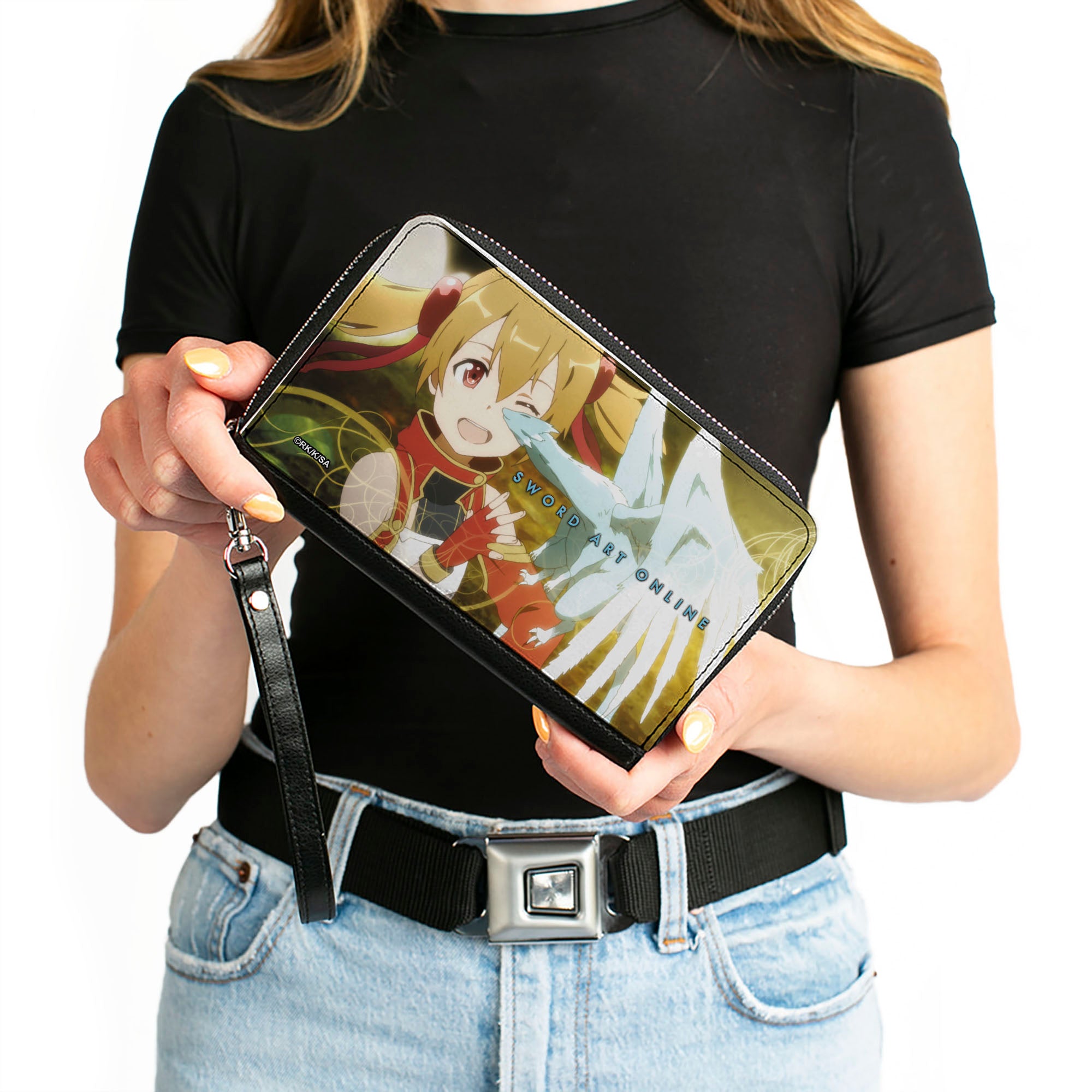 PU Zip Around Wallet Rectangle - SWORD ART ONLINE Silica and Pina Scene Clutch Zip Around Wallets Sword Art Online