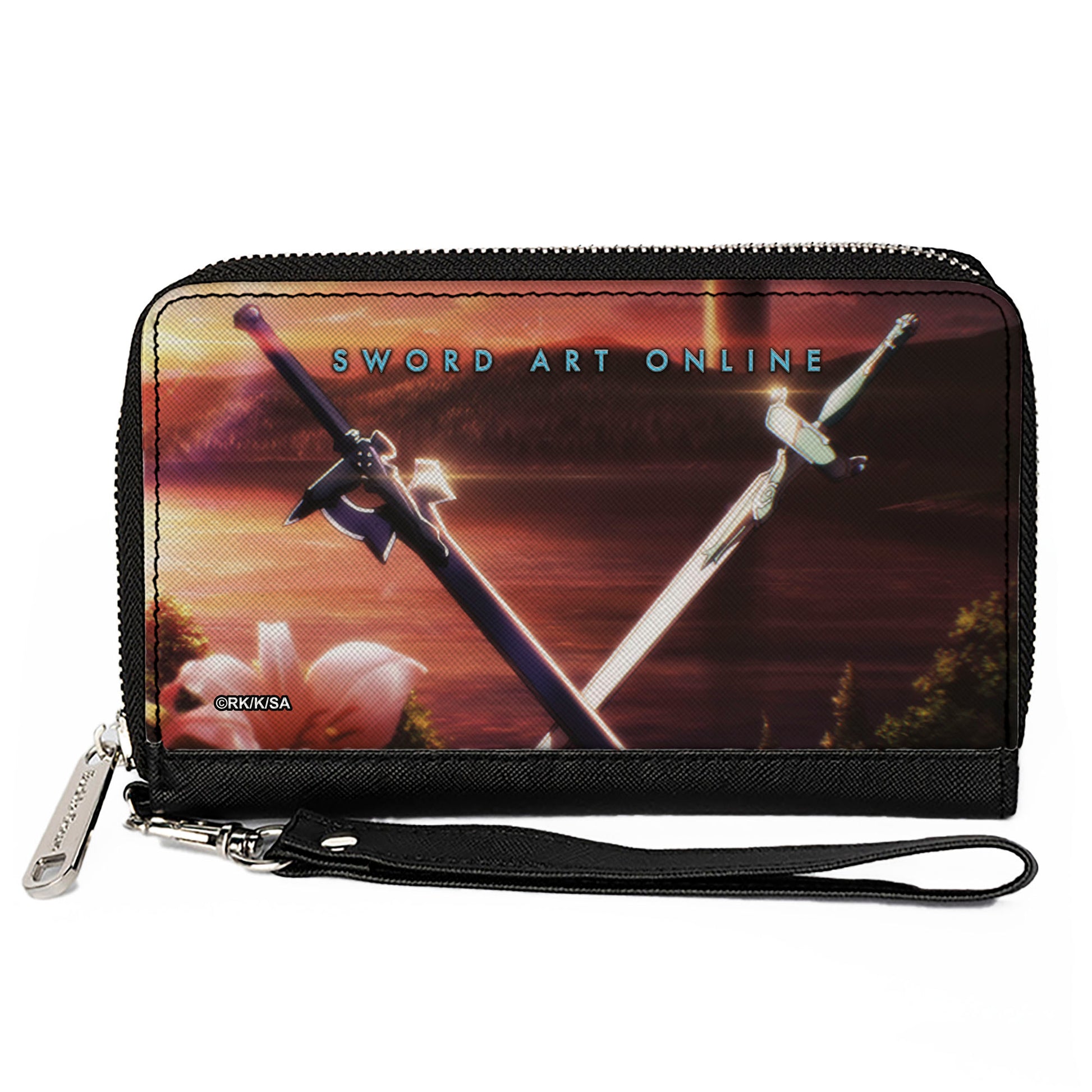 PU Zip Around Wallet Rectangle - SWORD ART ONLINE Swords Scene and Title Logo Clutch Zip Around Wallets Sword Art Online