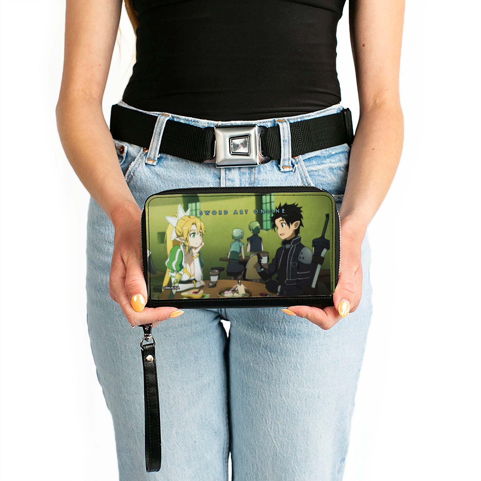 PU Zip Around Wallet Rectangle - SWORD ART ONLINE Leafa and Kirito Scene Clutch Zip Around Wallets Sword Art Online