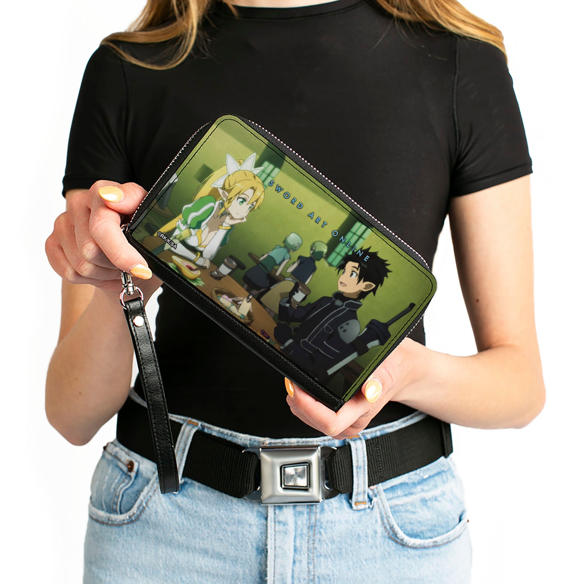 PU Zip Around Wallet Rectangle - SWORD ART ONLINE Leafa and Kirito Scene Clutch Zip Around Wallets Sword Art Online