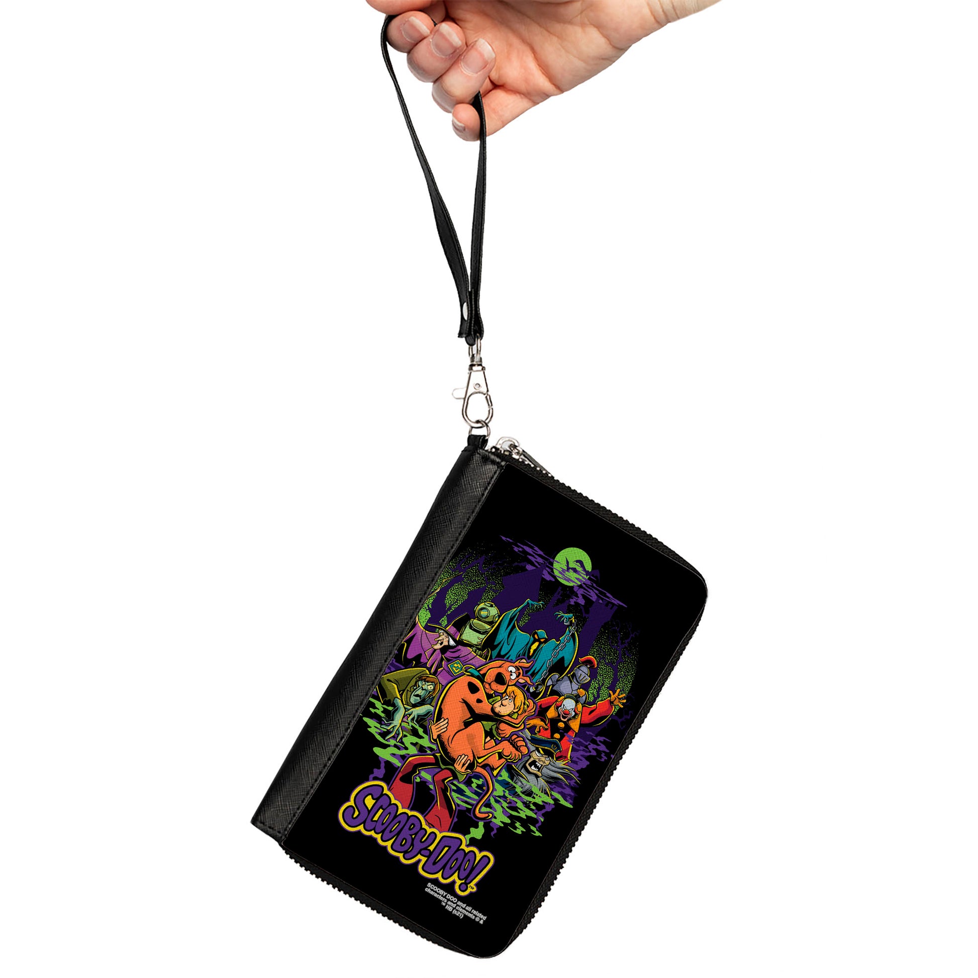 Women's PU Zip Around Wallet Rectangle - SCOOBY-DOO Shaggy Carrying Scooby-Doo with Monsters Pose Clutch Zip Around Wallets Scooby Doo   