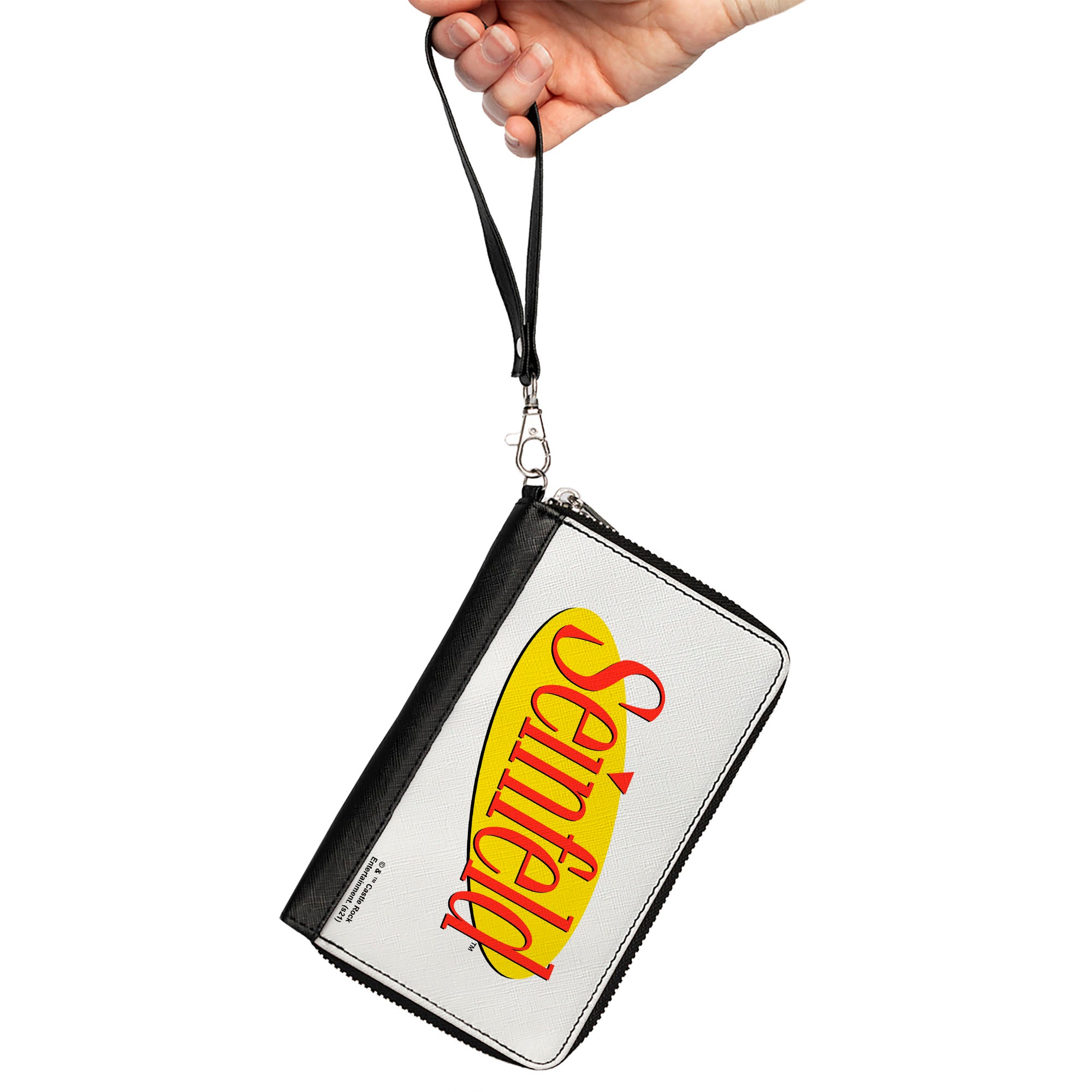 Women's PU Zip Around Wallet Rectangle - SEINFELD Spotlight Logo White Yellow Red Clutch Zip Around Wallets Seinfeld   