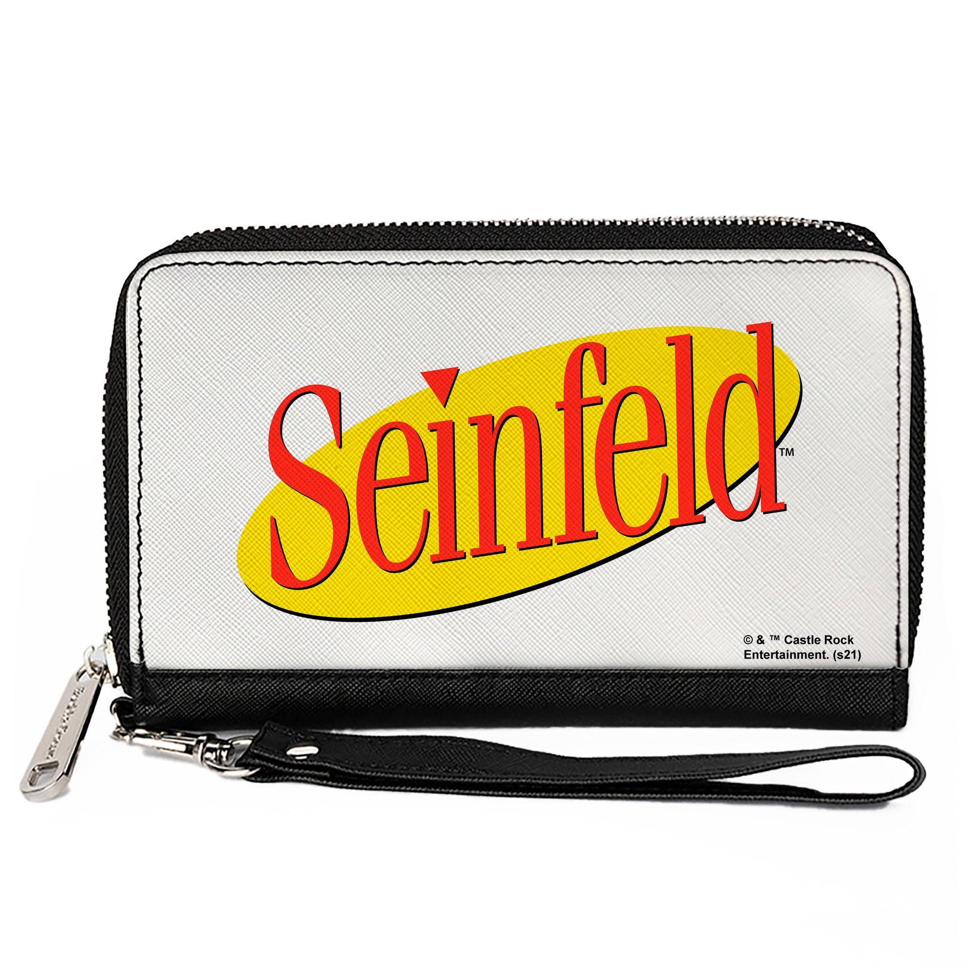 Women's PU Zip Around Wallet Rectangle - SEINFELD Spotlight Logo White Yellow Red Clutch Zip Around Wallets Seinfeld   