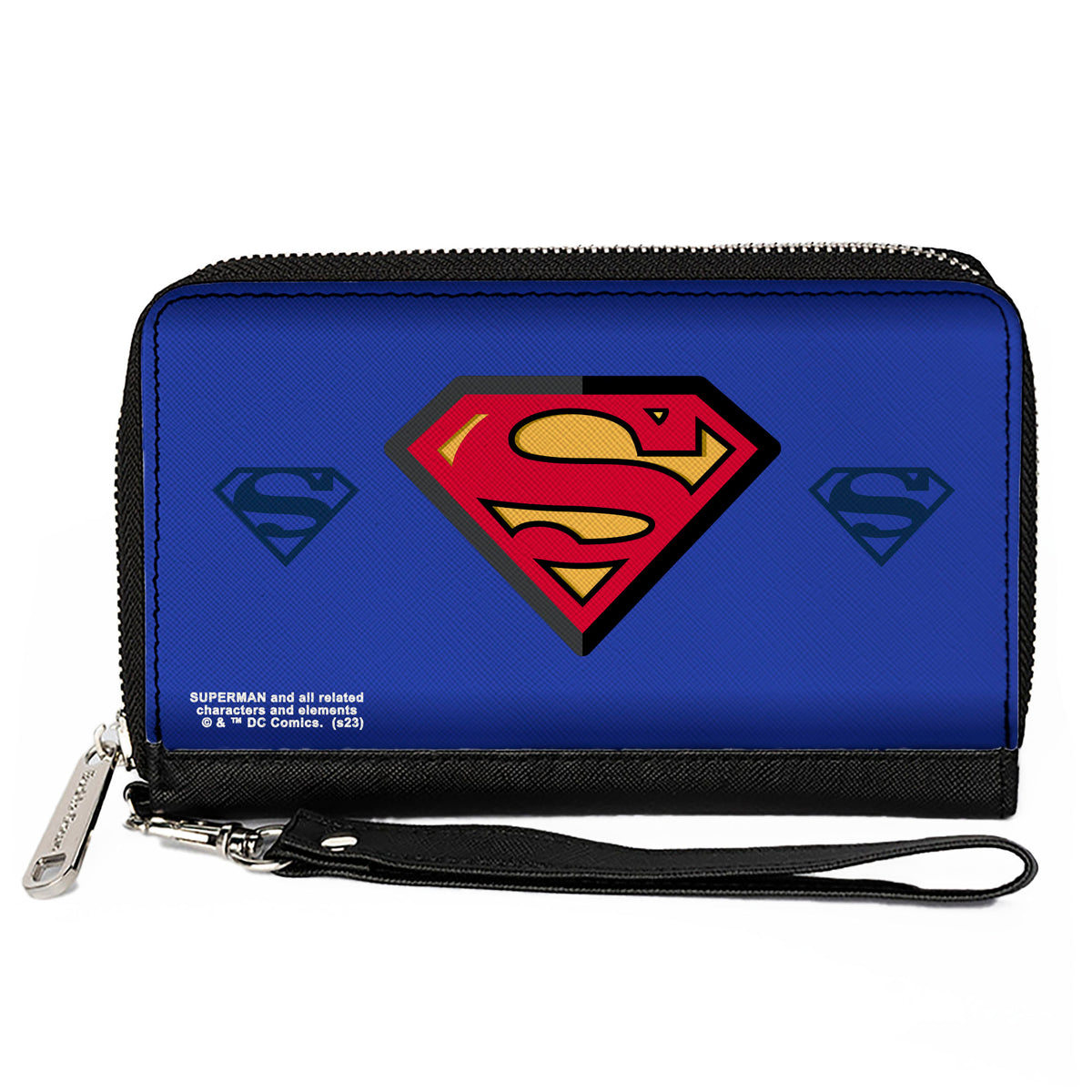 PU Zip Around Wallet Rectangle - Superman Power Up S-Shield Blues/Reds/Yellow
