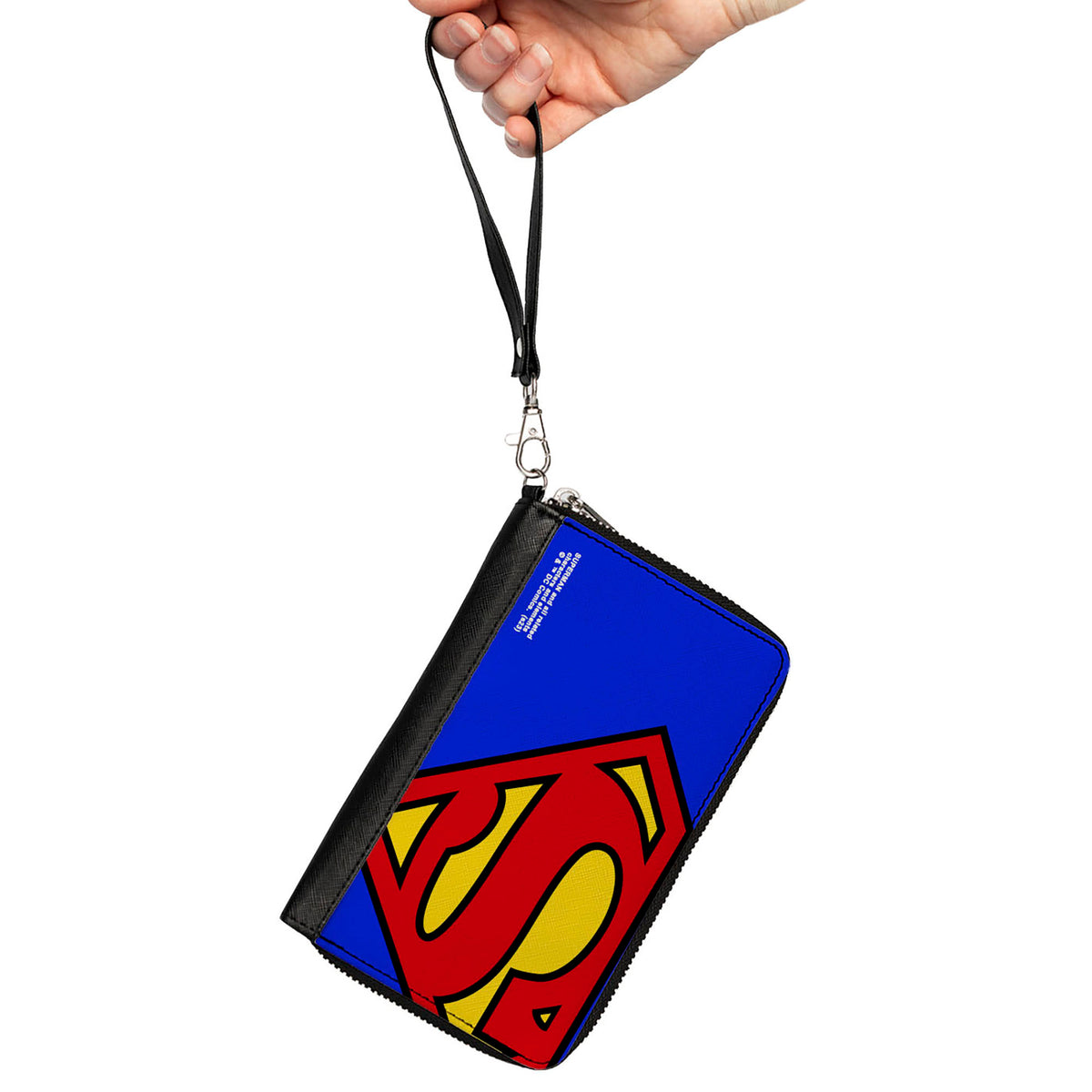 PU Zip Around Wallet Rectangle - Superman Shield Logo Slose-Up Blue/Red/Yellow
