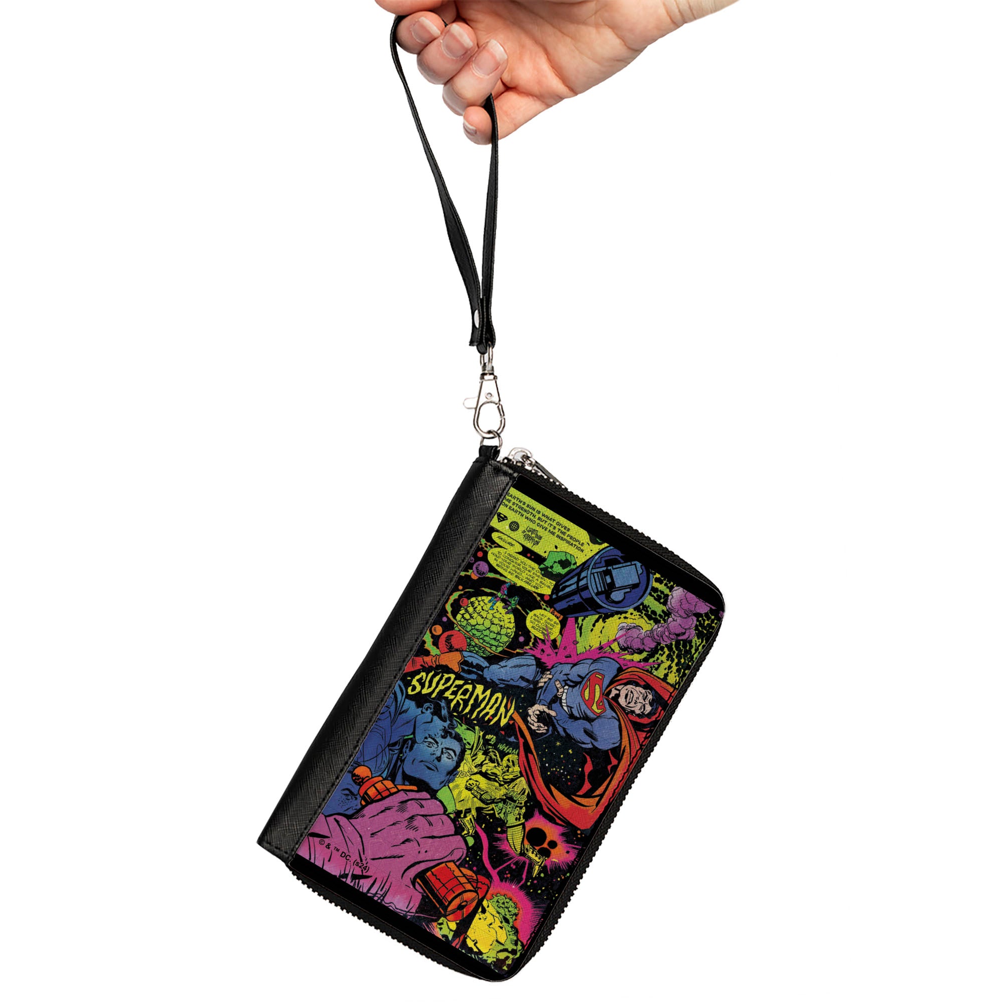 PU Zip Around Wallet Rectangle - Superman Last Son of Krypton Scenes Multi Color Clutch Zip Around Wallets DC Comics