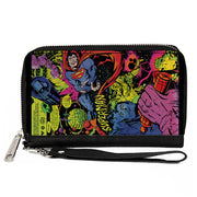PU Zip Around Wallet Rectangle - Superman Last Son of Krypton Scenes Multi Color Clutch Zip Around Wallets DC Comics