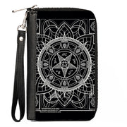 Women's PU Zip Around Wallet Rectangle - Supernatural Devil's Trap Symbol CLOSE-UP Black White Clutch Zip Around Wallets Supernatural   