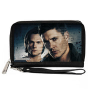 PU Zip Around Wallet Rectangle - Supernatural Winchester Brothers CLOSE-UP Pose Grays Clutch Zip Around Wallets Supernatural   
