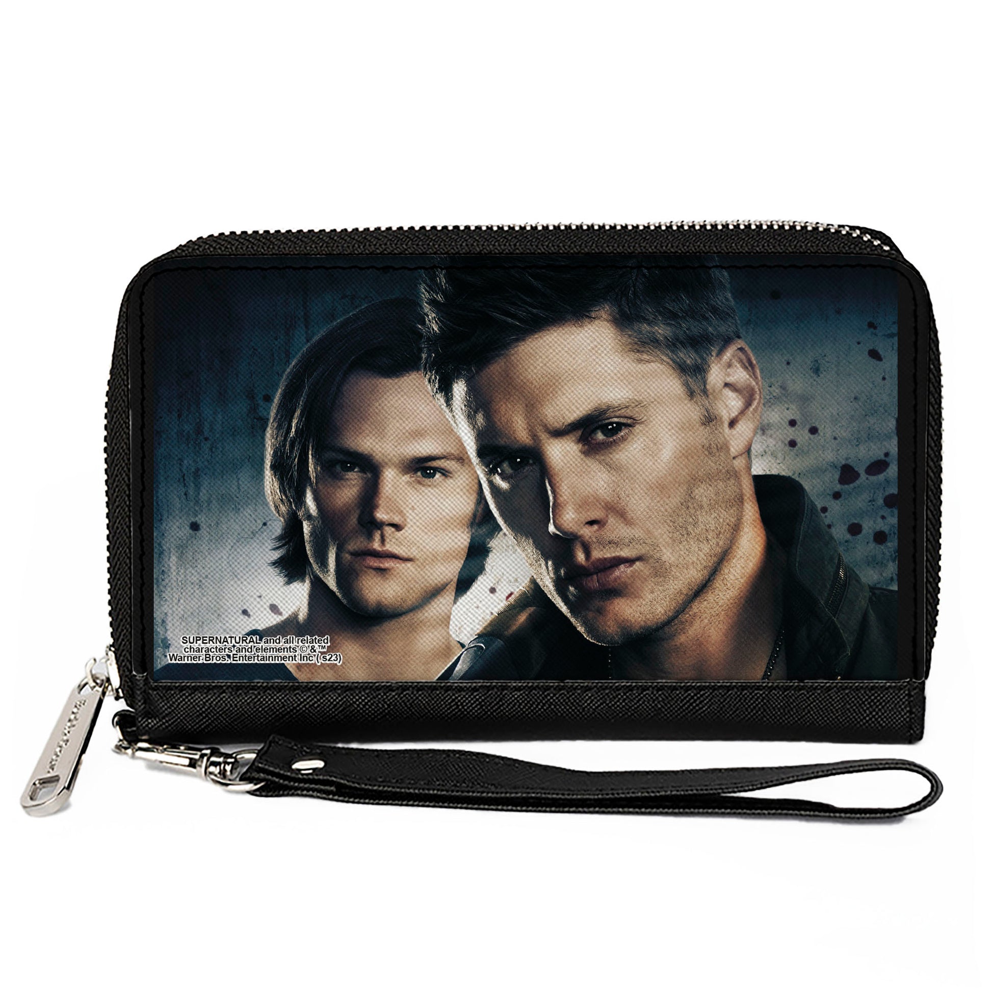 PU Zip Around Wallet Rectangle - Supernatural Winchester Brothers CLOSE-UP Pose Grays Clutch Zip Around Wallets Supernatural   