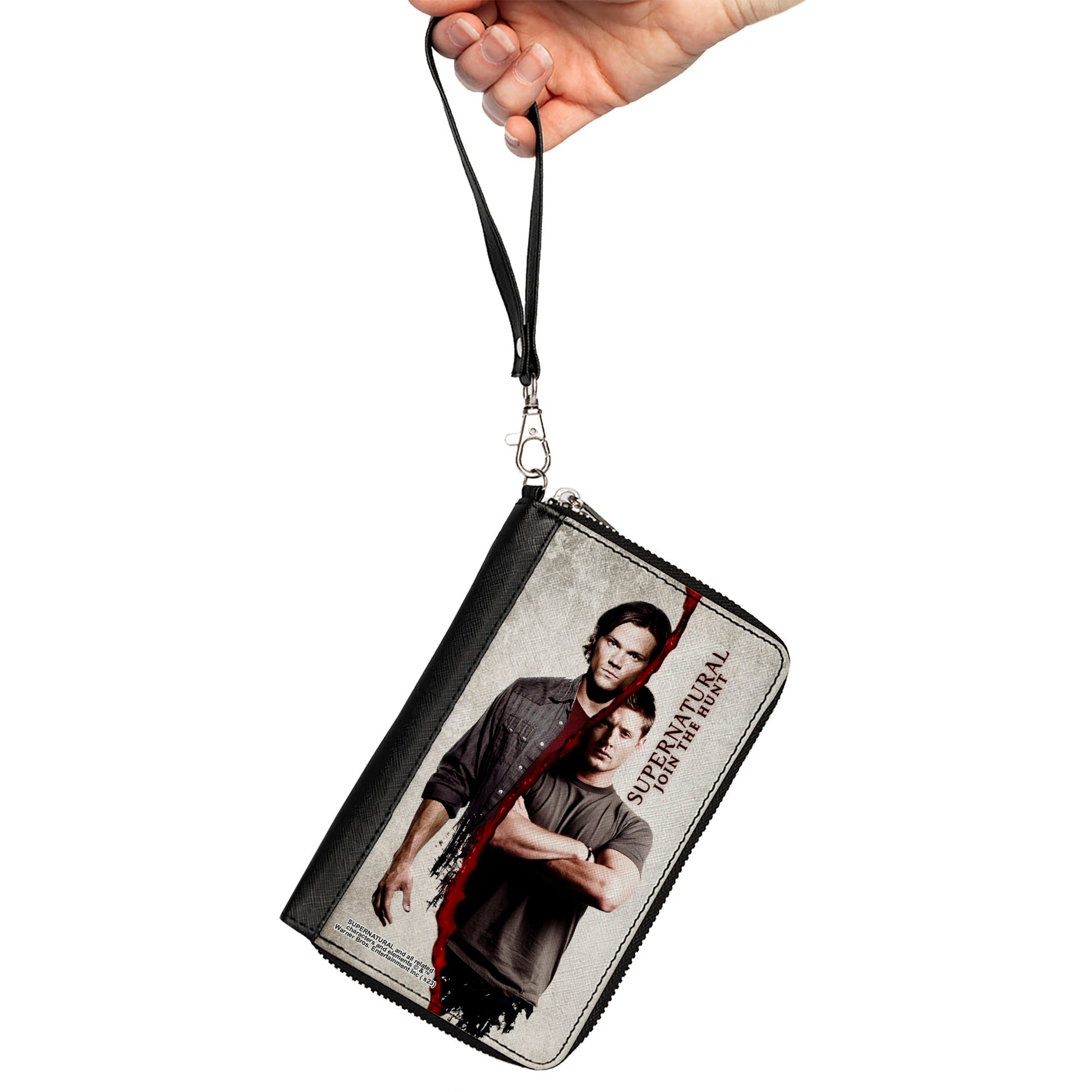PU Zip Around Wallet Rectangle - SUPERNATURAL Winchster Brothers Divided Clutch Zip Around Wallets Supernatural   