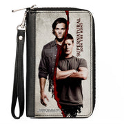 PU Zip Around Wallet Rectangle - SUPERNATURAL Winchster Brothers Divided Clutch Zip Around Wallets Supernatural   