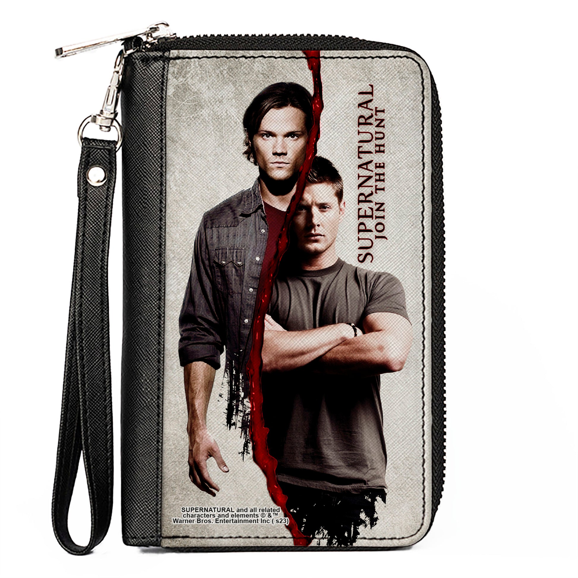 PU Zip Around Wallet Rectangle - SUPERNATURAL Winchster Brothers Divided Clutch Zip Around Wallets Supernatural   