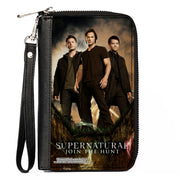 PU Zip Around Wallet Rectangle - SUPERNATURAL Dean, Sam & Castiel Standing Pose JOIN THE HUNT Clutch Zip Around Wallets Supernatural   