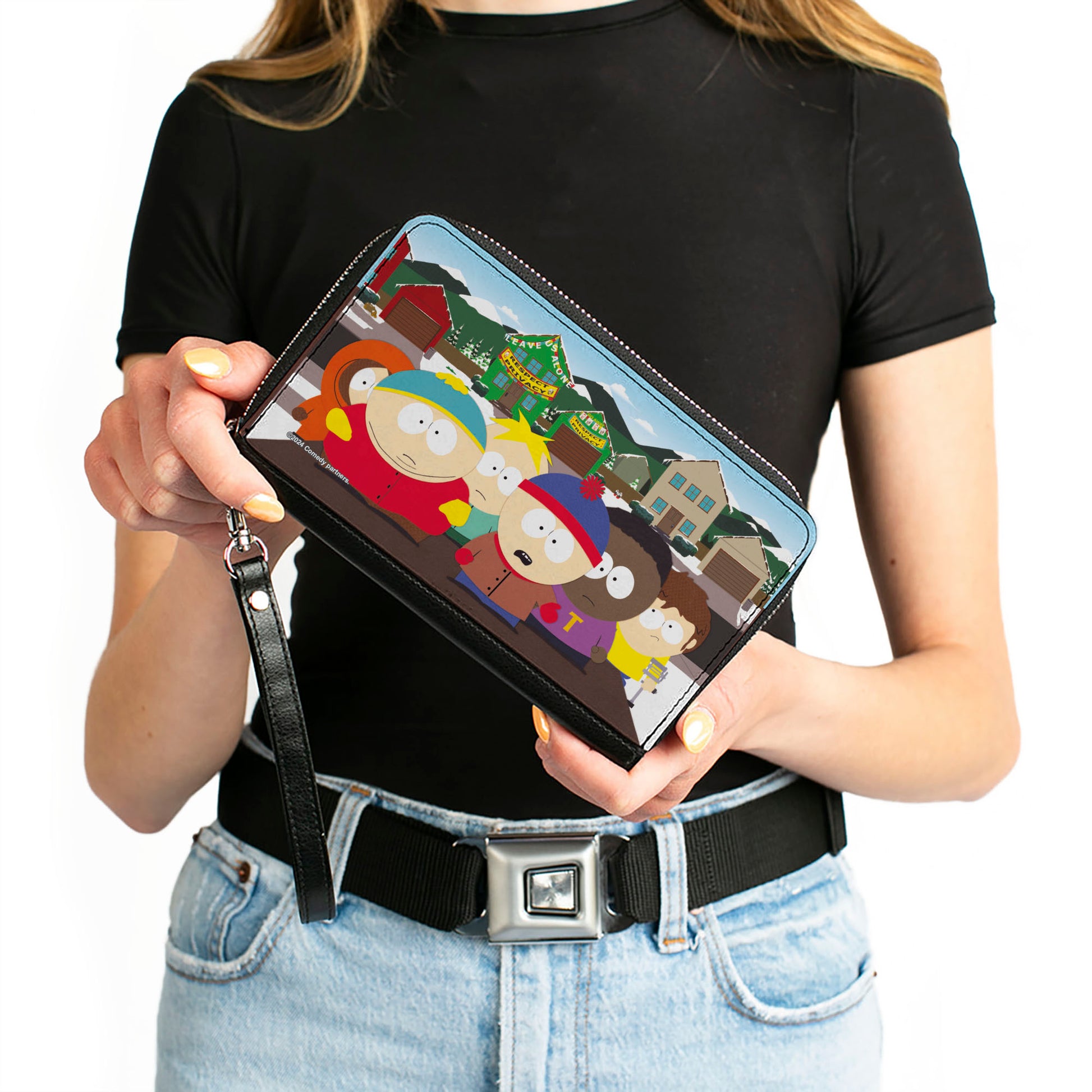 PU Zip Around Wallet Rectangle - South Park Privacy Tour Boys Group Scene Clutch Zip Around Wallets South Park