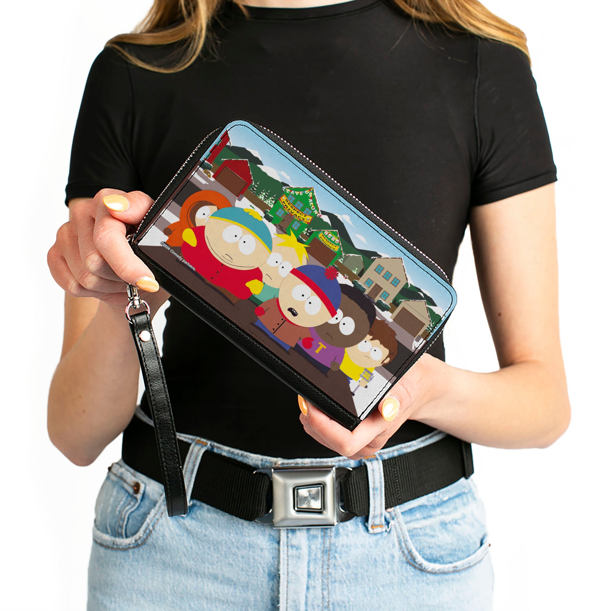 PU Zip Around Wallet Rectangle - South Park Privacy Tour Boys Group Scene Clutch Zip Around Wallets South Park
