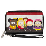 PU Zip Around Wallet Rectangle - South Park Girls Deep Learning Hopscotch Group Scene Clutch Zip Around Wallets South Park