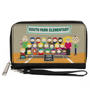 PU Zip Around Wallet Rectangle - SOUTH PARK ELEMENTARY 4th Grade Class Picture Clutch Zip Around Wallets South Park