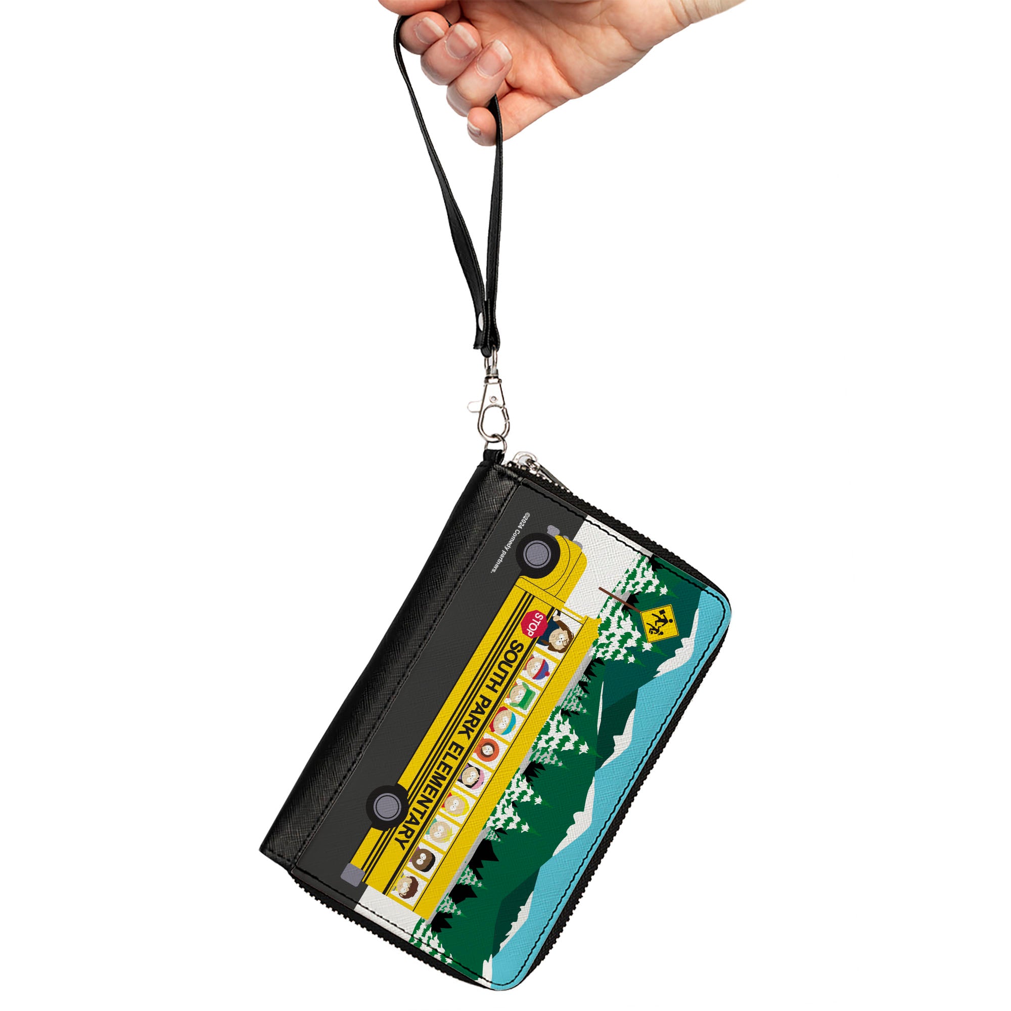 PU Zip Around Wallet Rectangle - SOUTH PARK ELEMENTARY School Bus Character Group Scene Clutch Zip Around Wallets South Park