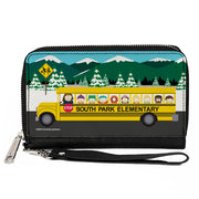 PU Zip Around Wallet Rectangle - SOUTH PARK ELEMENTARY School Bus Character Group Scene Clutch Zip Around Wallets South Park