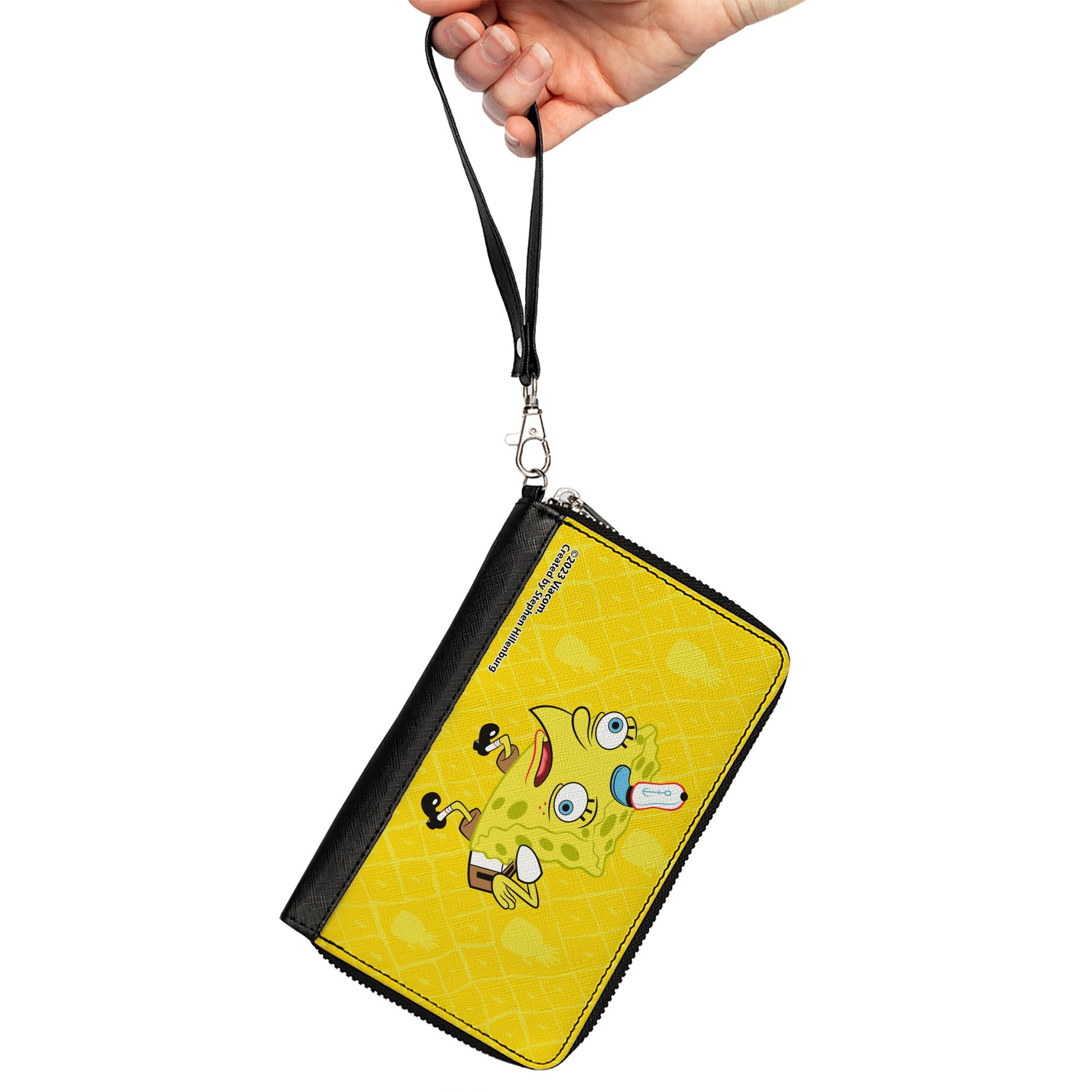 PU Zip Around Wallet Rectangle - Mocking SpongeBob Pose Pineapple Yellows Clutch Zip Around Wallets SpongeBob SquarePants