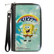 PU Zip Around Wallet Rectangle - SpongeBob SquarePants Rainbow SIKE! Pose Blues Clutch Zip Around Wallets SpongeBob SquarePants