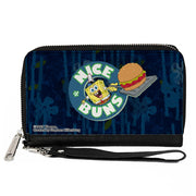 PU Zip Around Wallet Rectangle - SpongeBob SquarePants NICE BUNS Pose Blues Clutch Zip Around Wallets SpongeBob SquarePants