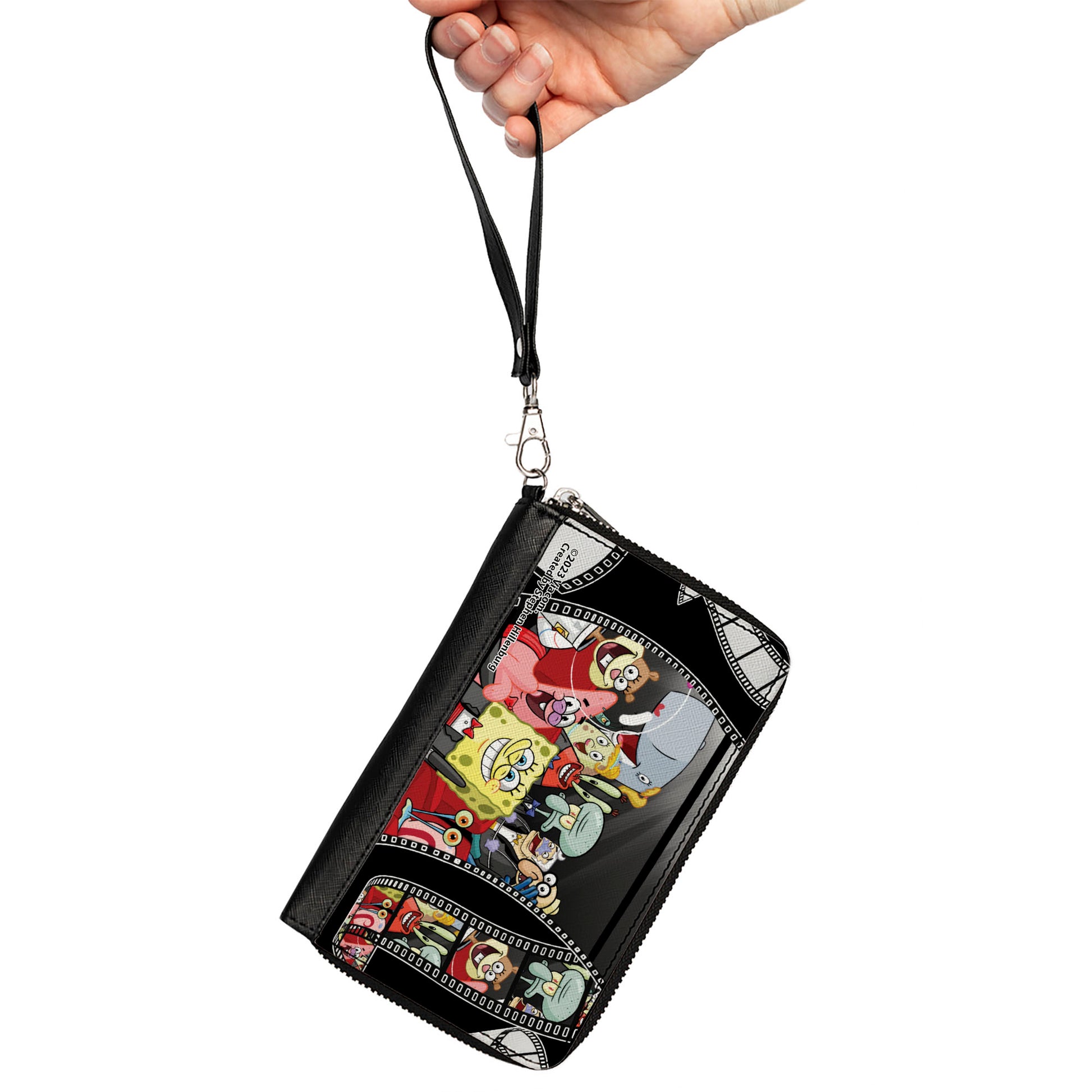 PU Zip Around Wallet Rectangle - SpongeBob Group on Red Carpet Film Strip Clutch Zip Around Wallets SpongeBob SquarePants