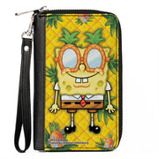PU Zip Around Wallet Rectangle - SpongeBob SquarePants Pineapple Eyes Pose Pineapple Gold Clutch Zip Around Wallets SpongeBob SquarePants