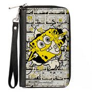 PU Zip Around Wallet Rectangle - SpongeBob Breakthrough Scene Blocks Clutch Zip Around Wallets SpongeBob SquarePants
