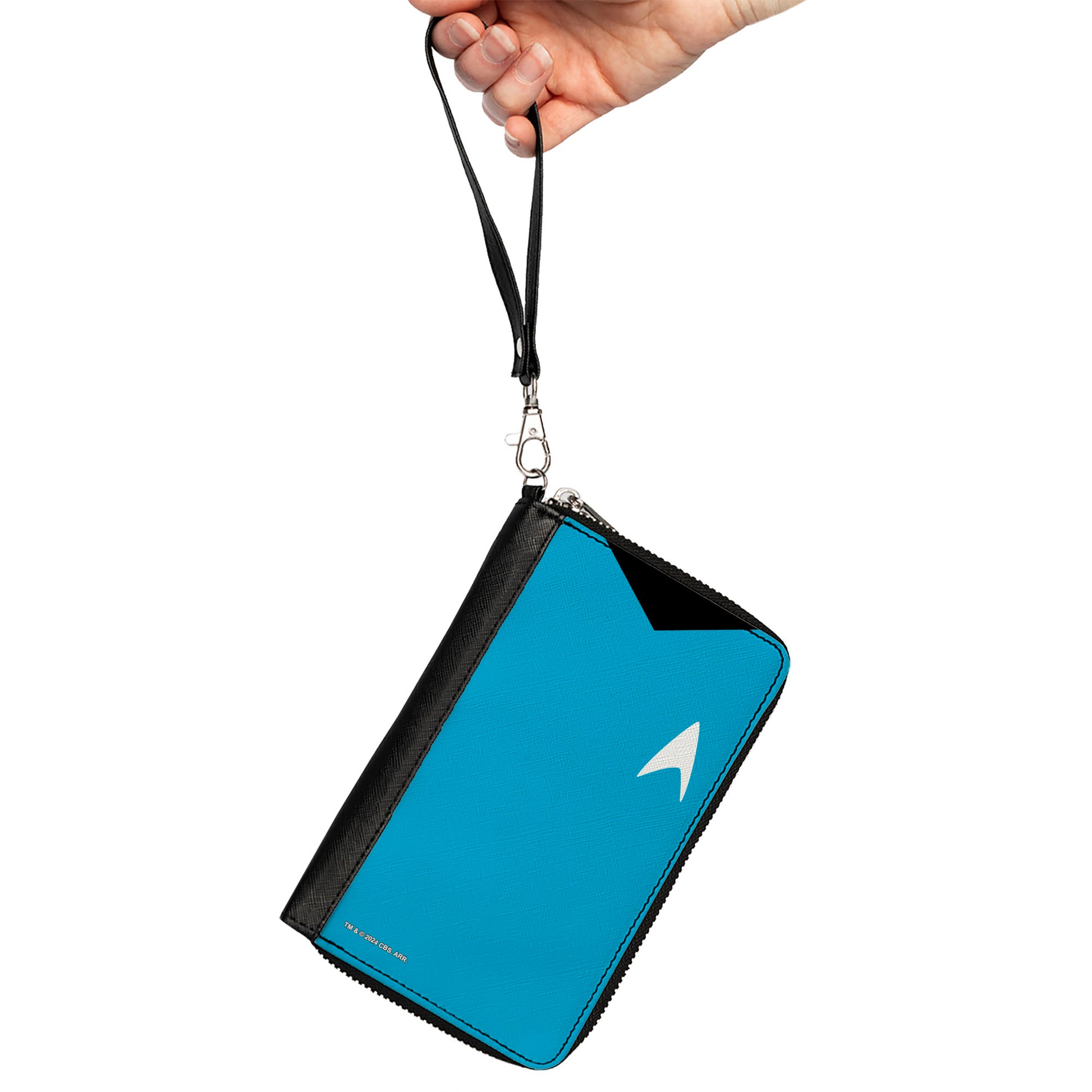 PU Zip Around Wallet Rectangle - Classic Star Trek Spock Character Body Close-Up Blue Clutch Zip Around Wallets Star Trek