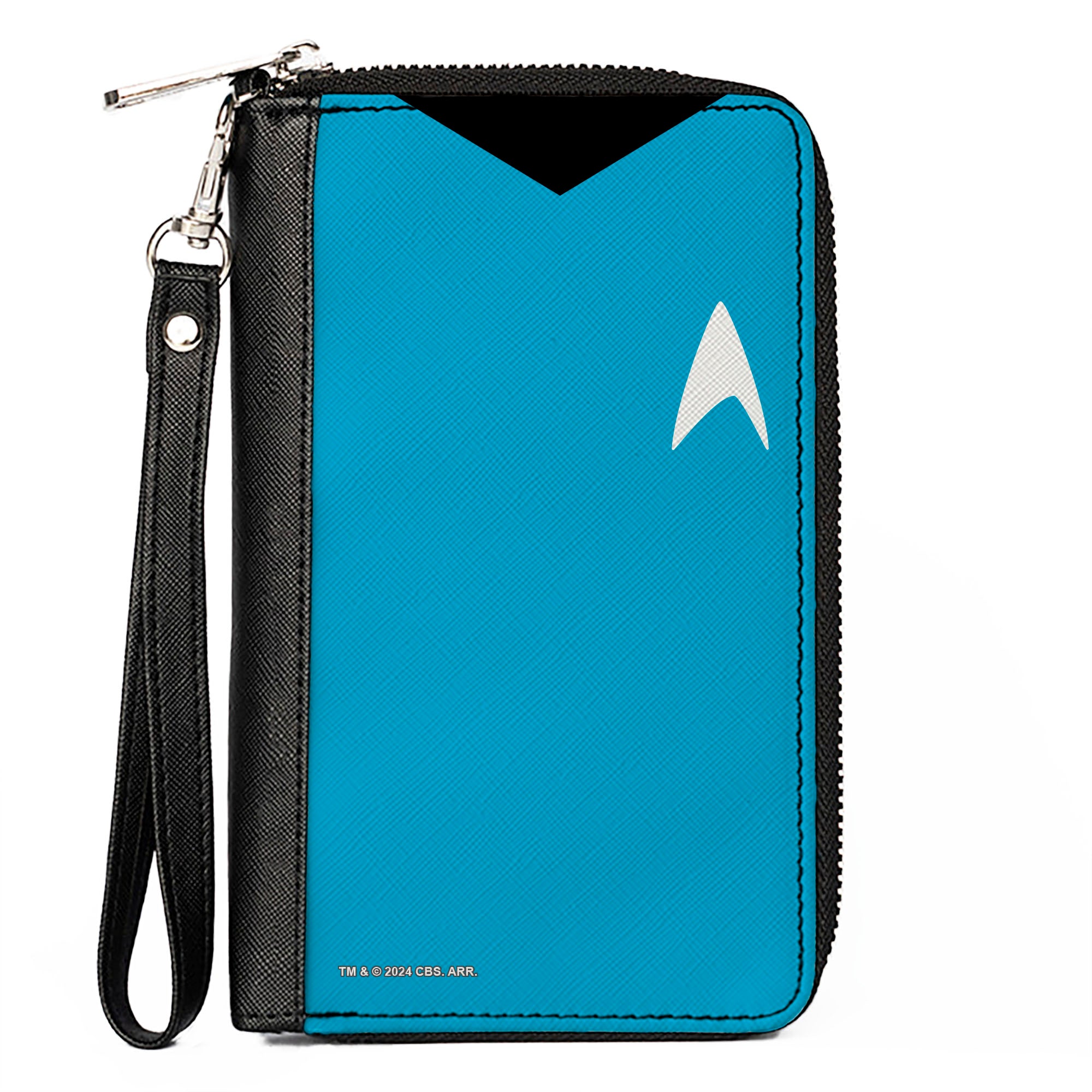 PU Zip Around Wallet Rectangle - Classic Star Trek Spock Character Body Close-Up Blue Clutch Zip Around Wallets Star Trek